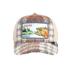 BASEBALL CAP DOWN BY THE RIVER PLAID ARANCIONE BEIGE CARPA